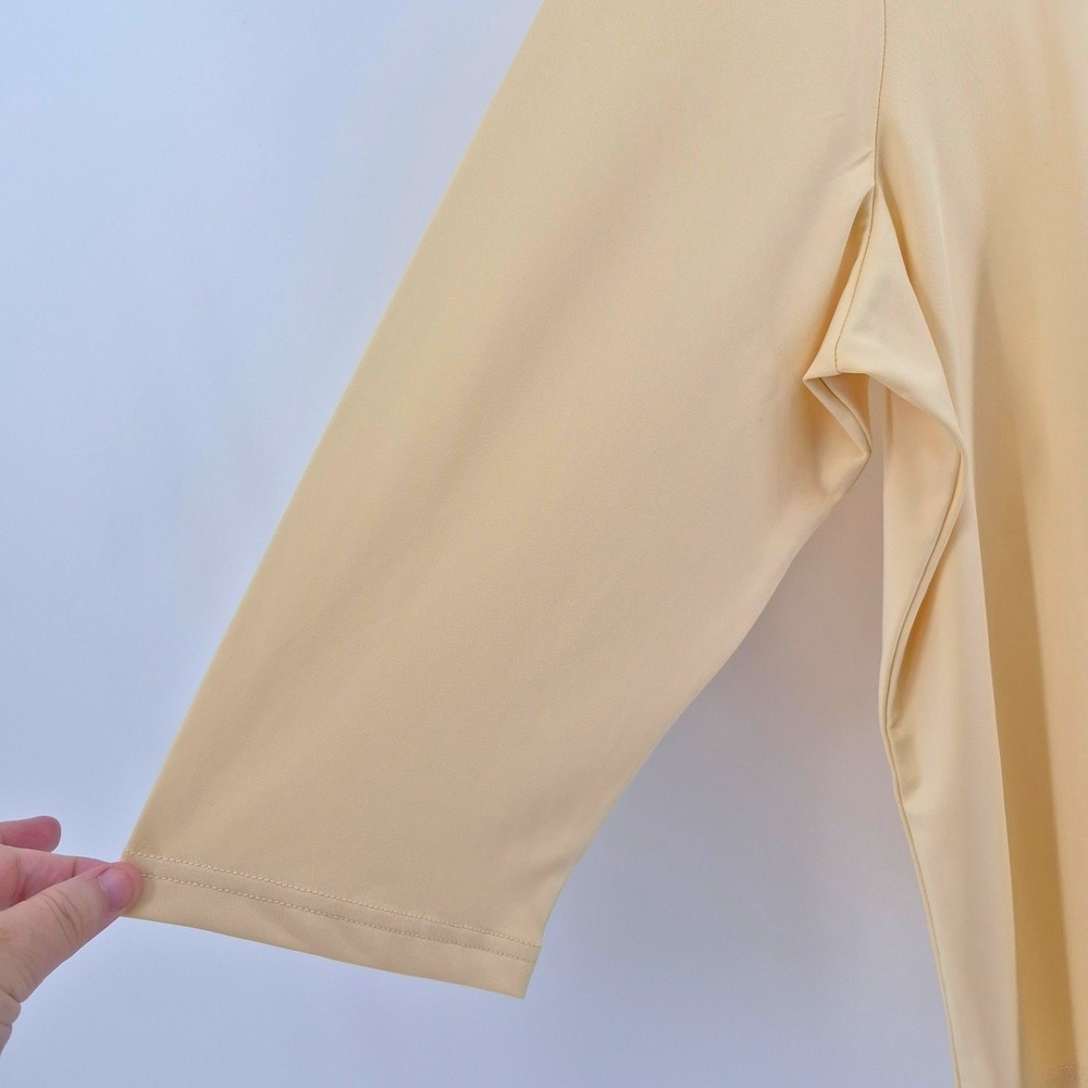 Susan Graver Style Women's Large Butter Yellow Liquid Knit 3/4 Sleeve Top - Picture 5 of 10